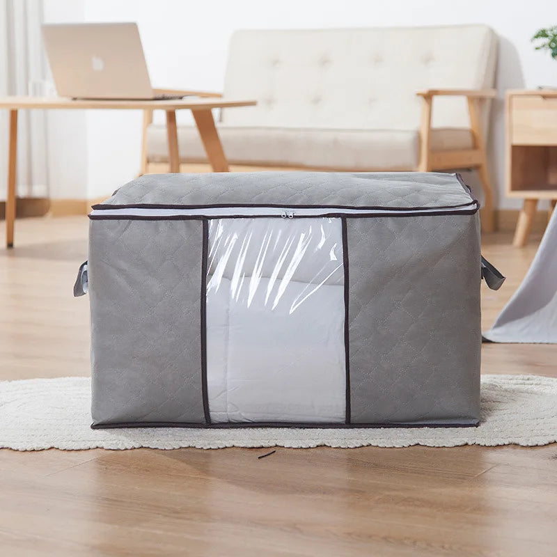 Large Capacity Clothes Storage Bag Organizer With Reinforced Handle Suitable For Blankets Bedding Foldable With Sturdy Zipper