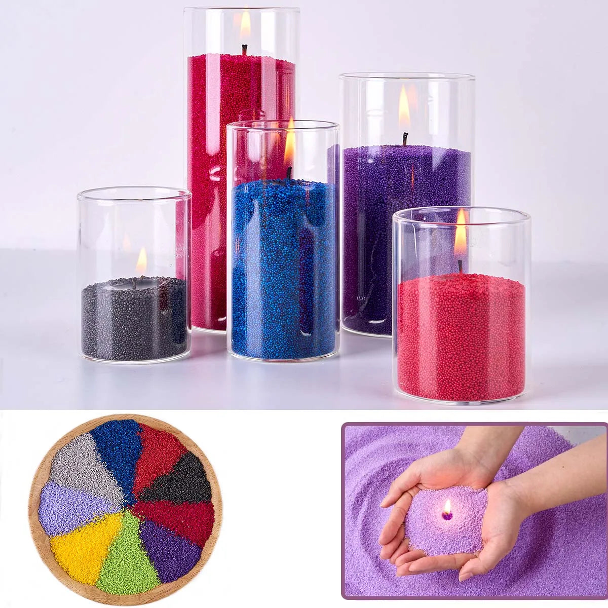 Colorful Sand Wax for DIY Candle Making – 50g Ice Flower & Pearl Wax