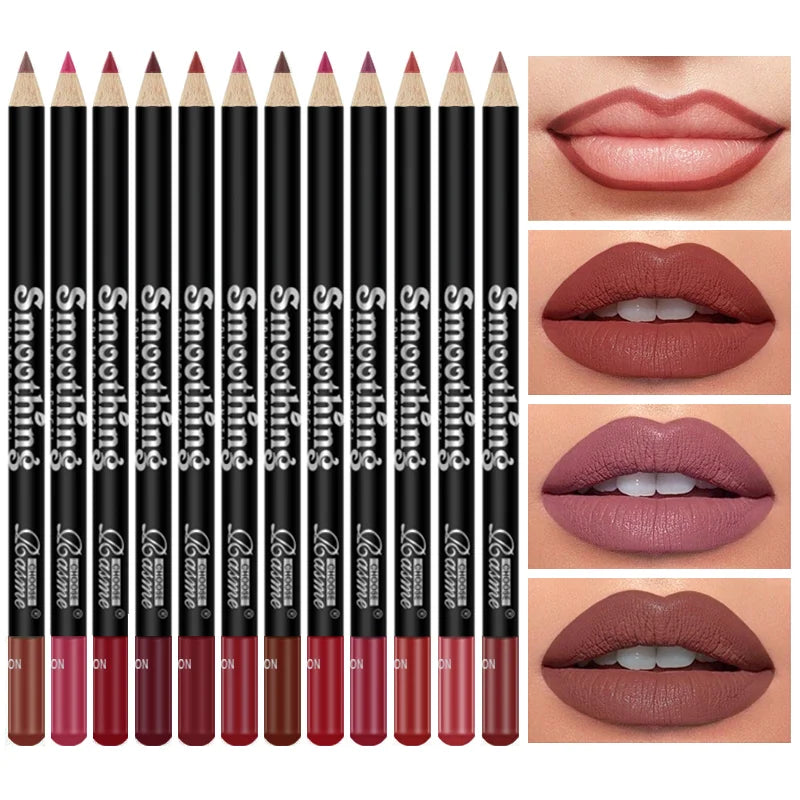 12 pcs Long-Lasting Lipstick Set with Professional Lip Liner Pencil and Matte Lip Gloss for Women Valentine&