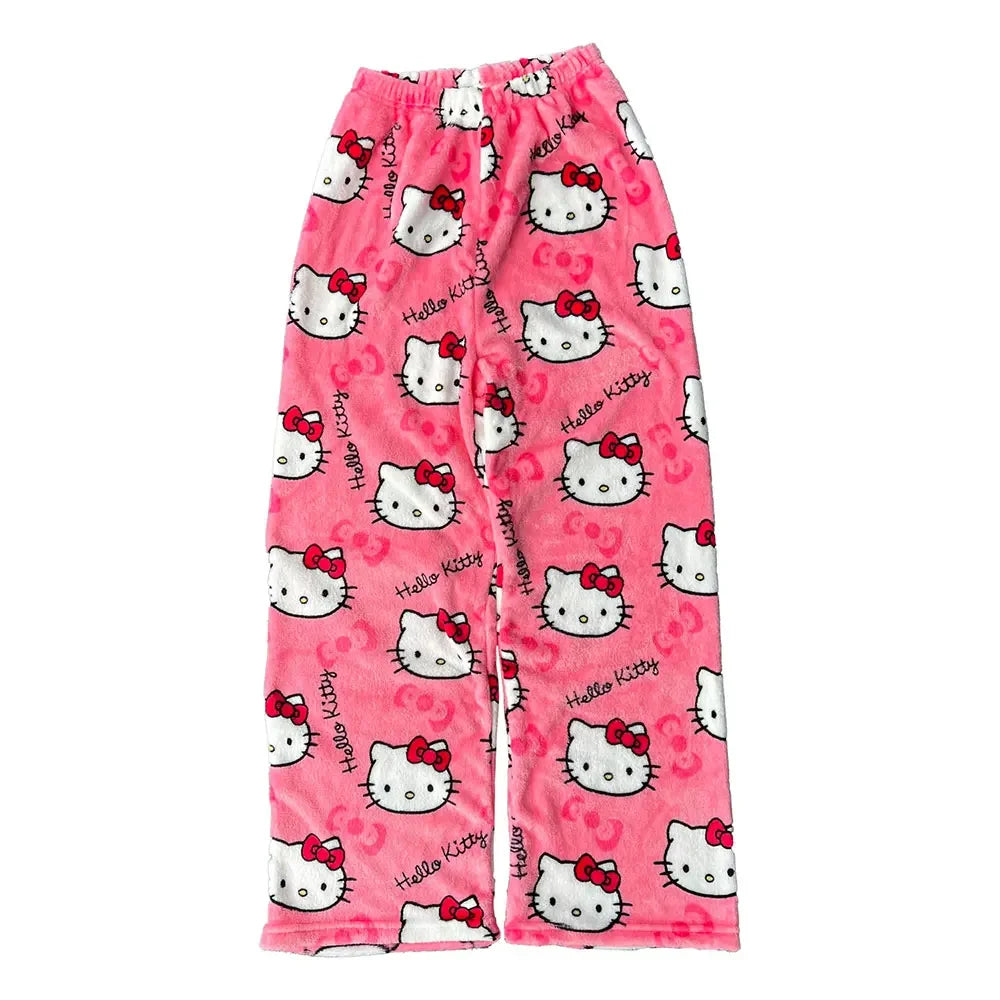Y2K Hello Kitty Pajamas Pants Sanrio Anime Women&