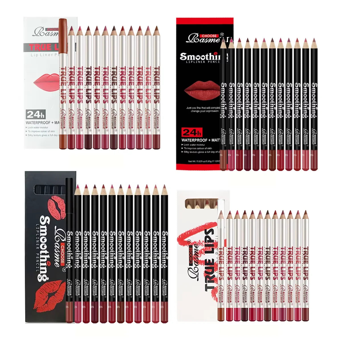 12 pcs Long-Lasting Lipstick Set with Professional Lip Liner Pencil and Matte Lip Gloss for Women Valentine&