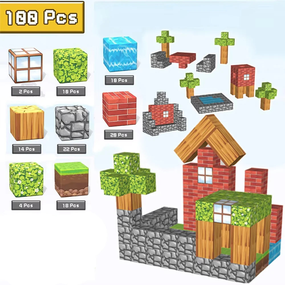 Magnetic Building Blocks Toy Build Mine Magnet World Construction Set STEM Sensory Educational Christmas Gift