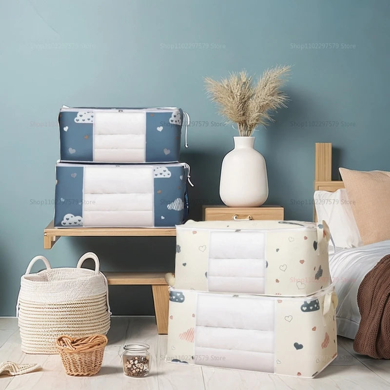 Large Capacity Clothes Storage Bag Organizer With Reinforced Handle Suitable For Blankets Bedding Foldable With Sturdy Zipper