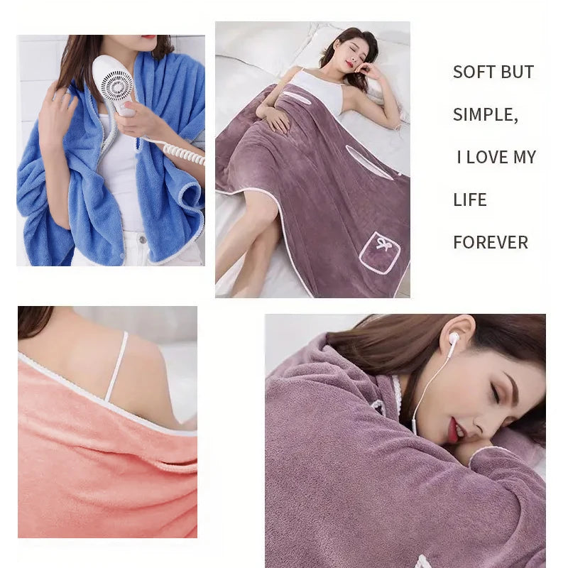 Womens Bath Towels Girls Wearable 135*80Cm Fast Drying Bathing Beach Spa Bathrobes Wash Clothing, Shower Bath And Gym Towel