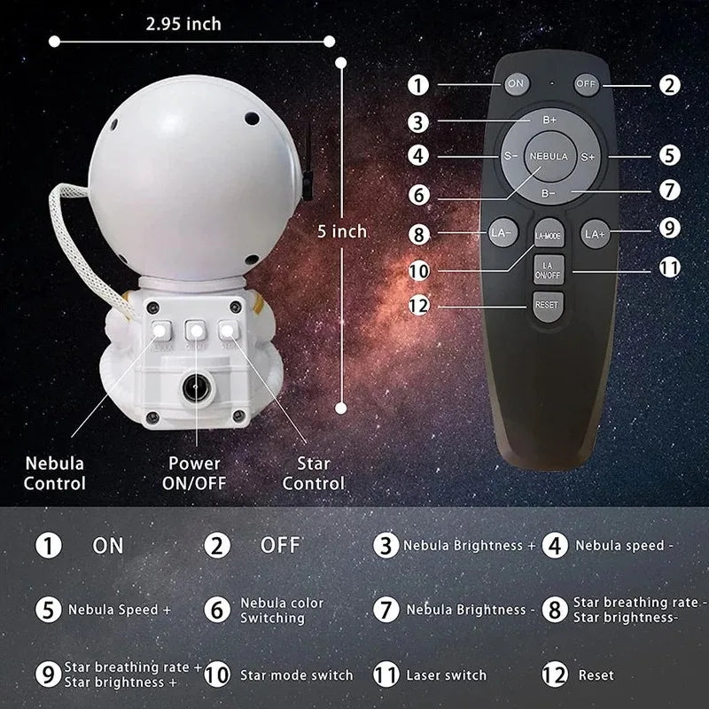 Astronaut Galaxy Projector Night Light – Starry Nebula Ceiling Lamp