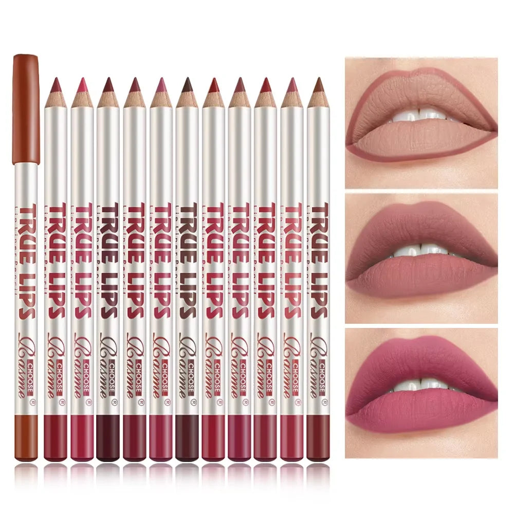 12 pcs Long-Lasting Lipstick Set with Professional Lip Liner Pencil and Matte Lip Gloss for Women Valentine&