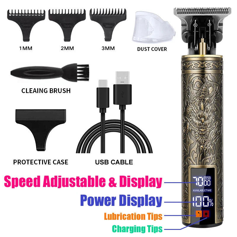Vintage Hair Clipper USB Charging Hair Cutting Machine Electric Hair Trimmer Portable Shaver Professional Barber Boyfriend Gift