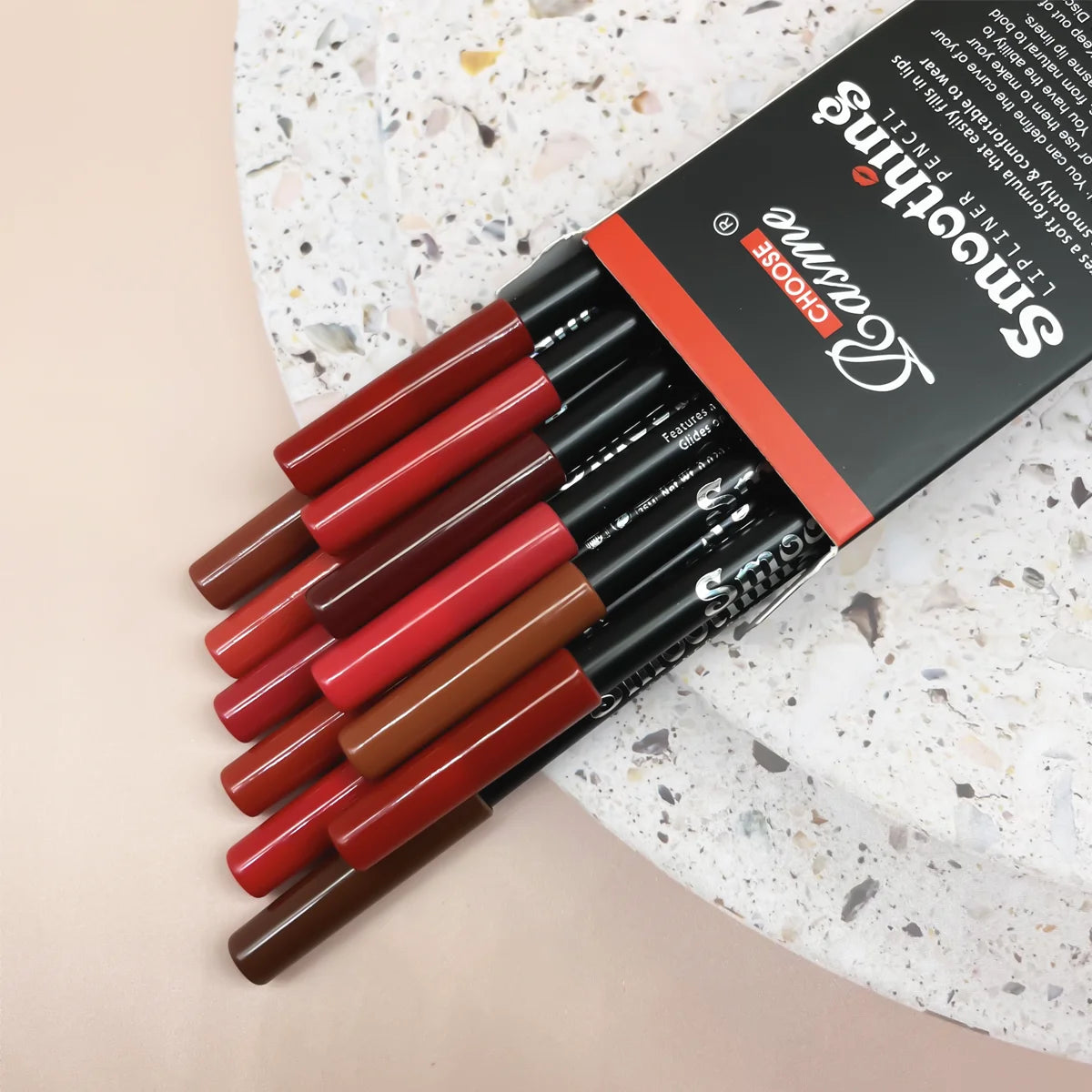 12 pcs Long-Lasting Lipstick Set with Professional Lip Liner Pencil and Matte Lip Gloss for Women Valentine&