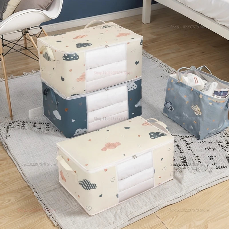 Large Capacity Clothes Storage Bag Organizer With Reinforced Handle Suitable For Blankets Bedding Foldable With Sturdy Zipper