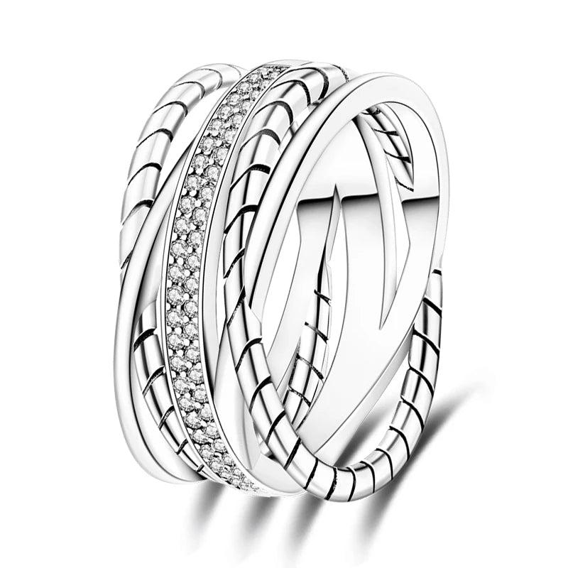 Rings For Women 925 Silver Sparkling Zircon Minimalist Geometric Star X Rings Romantic Wedding Engagement Valentine Jewelry Gift