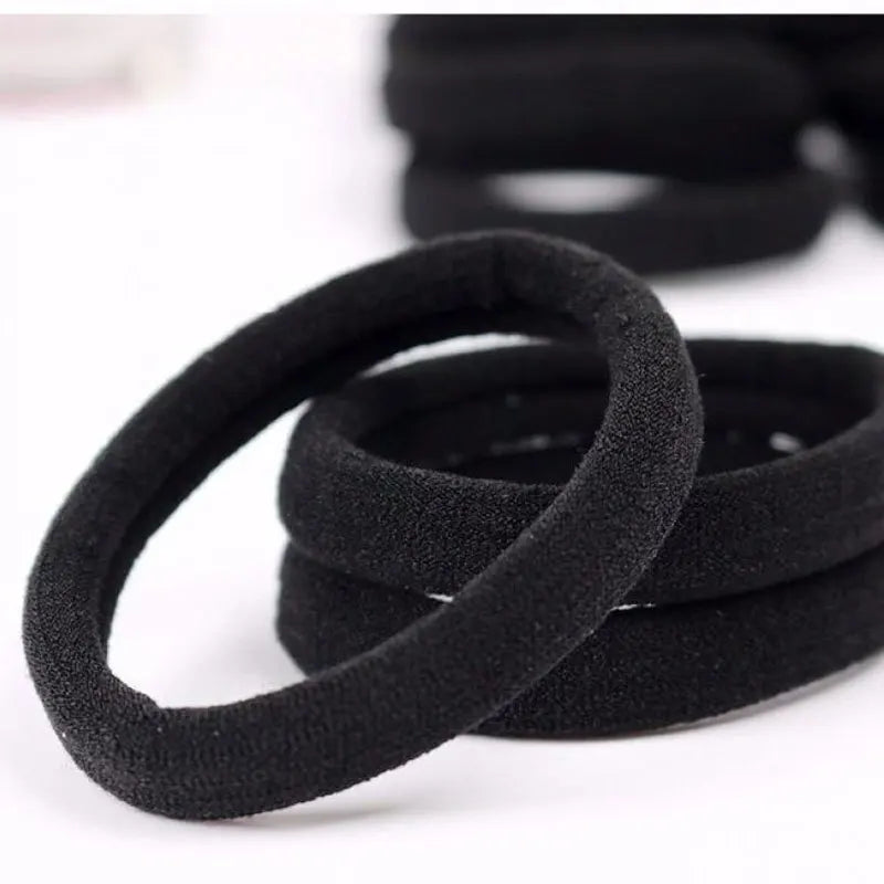 50pcs Black Hair Ties for Women Girls Seamless Thick Black Hair Band Elastic Hair Ties No Damage Ponytail Holder Hair Accessorie