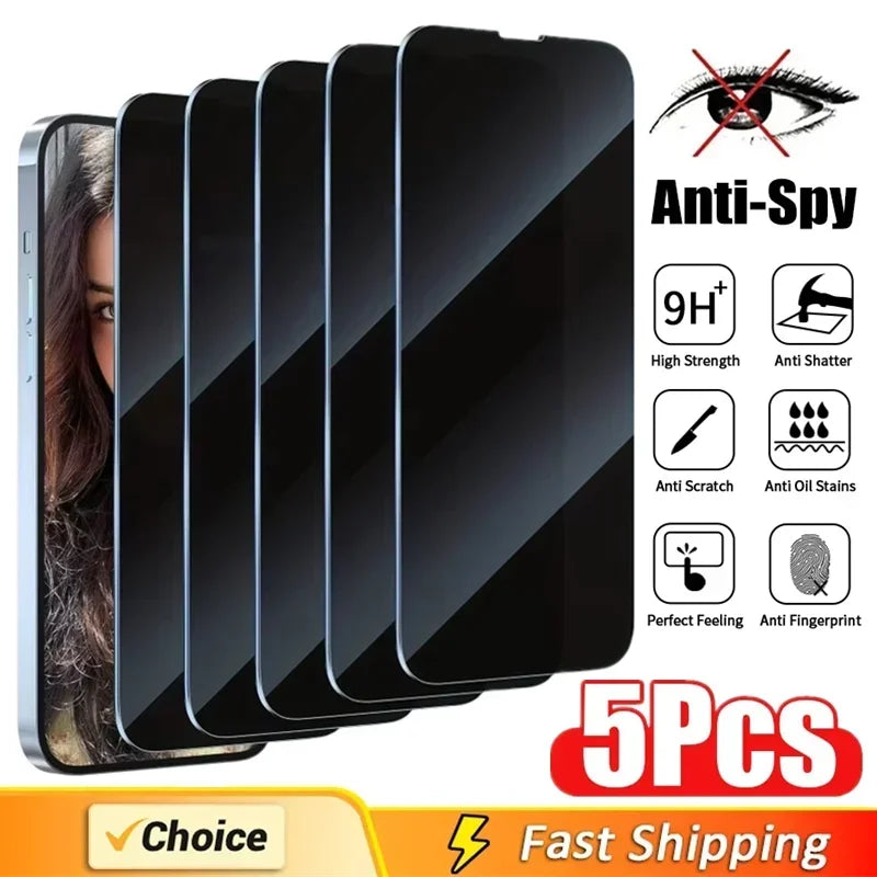5-Pack Privacy Screen Protector for iPhone 11–15 Pro Max Anti-Spy Glass