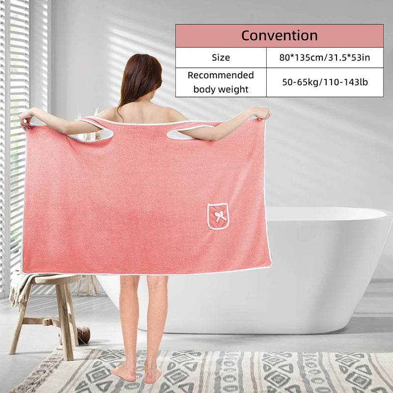 Womens Bath Towels Girls Wearable 135*80Cm Fast Drying Bathing Beach Spa Bathrobes Wash Clothing, Shower Bath And Gym Towel