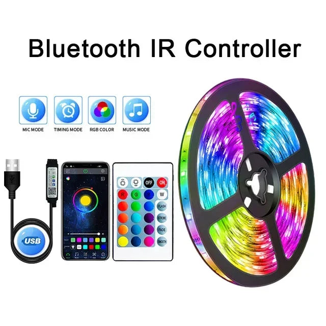 RGB LED Strip Lights with APP Control – USB Powered 5050 Light Tape