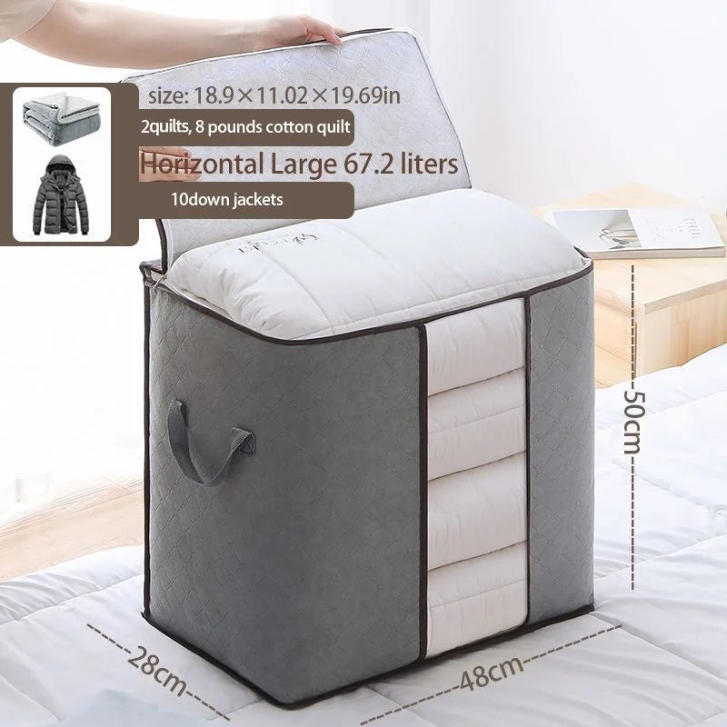Large Capacity Clothes Storage Bag Organizer With Reinforced Handle Suitable For Blankets Bedding Foldable With Sturdy Zipper