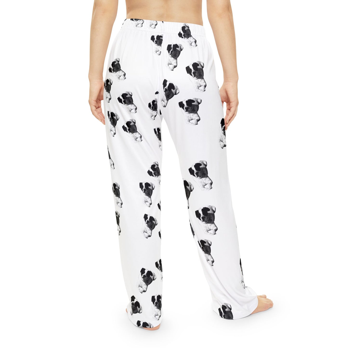Puppy Print Pajama Pants — Women's Cozy Black & White Sleepwear