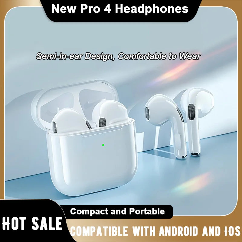 Pro 4 TWS Wireless Headphones Earphone Bluetooth-compatible 5.0 Waterproof Headset with Mic for Xiaomi iPhone Pro4 Earbuds