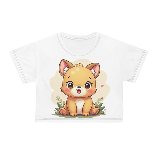 Cute Puppy Crop Tee - Kawaii Dog Graphic Shirt