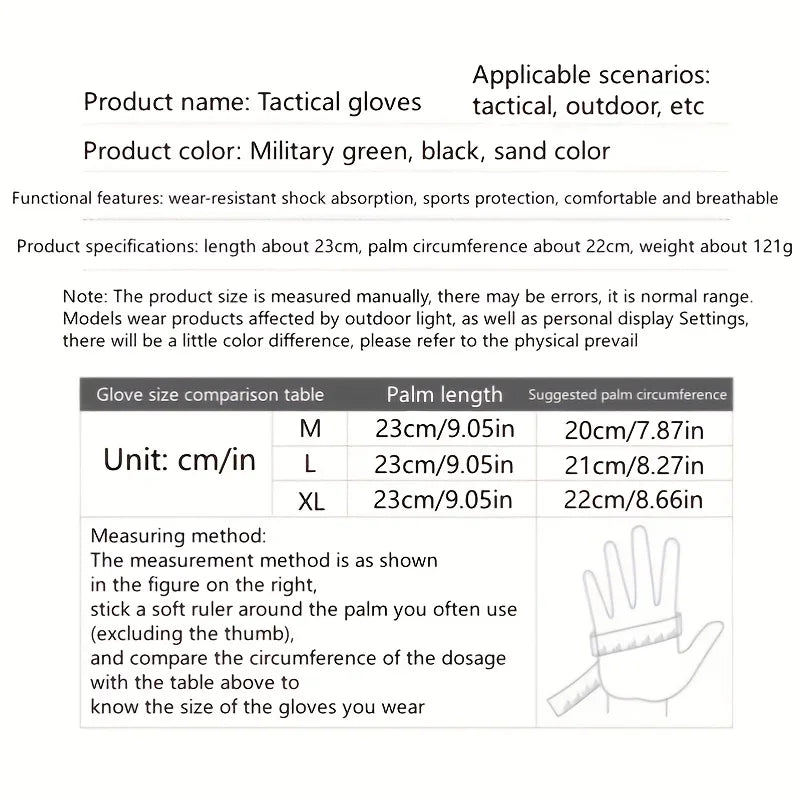 Tactical Military Gloves, Color Bullet Air Gun Shooting, Soldier Combat Anti Slip Bicycle All Finger Gloves, MEN&
