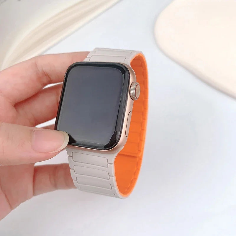 Magnetic Loop for Apple Watch Bands 44mm 40mm 49mm 45mm 41mm 38mm Silicone Bracelet iWatch Series 9 8 7 6 5 4 3 Se ultra 2 strap