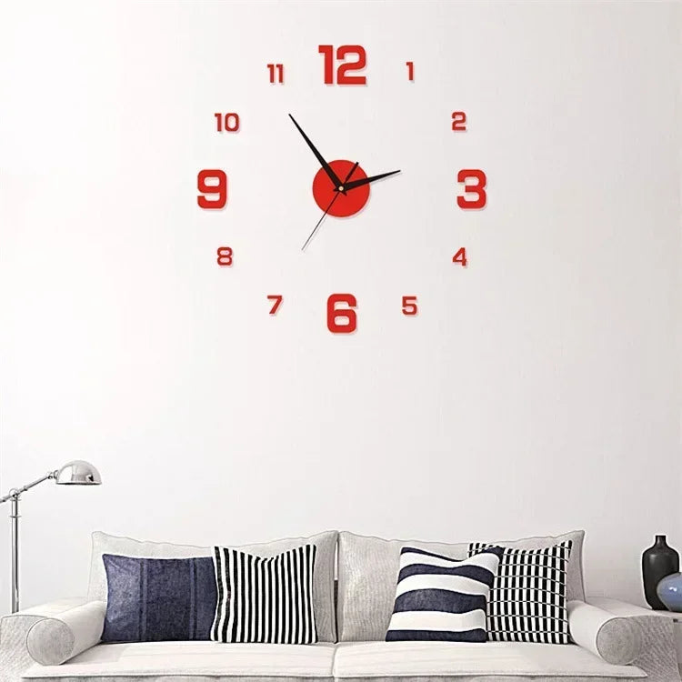 3D Acrylic Mirror Wall Clock Sticker – 40CM DIY Quartz Home Decor