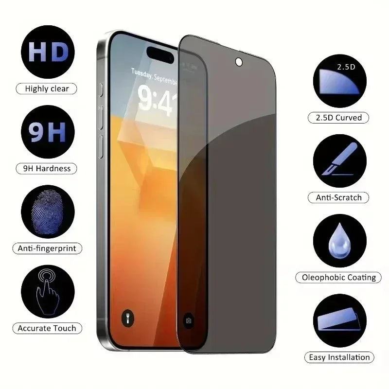 5-Pack Privacy Screen Protector for iPhone 11–15 Pro Max Anti-Spy Glass