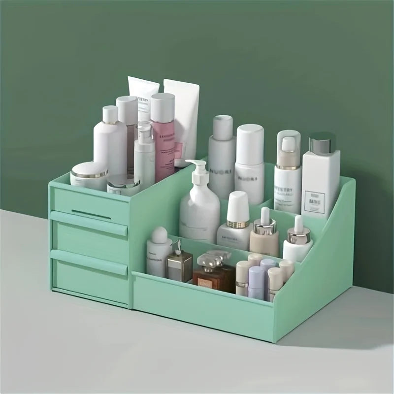 Makeup table with large capacity desktop storage, drawer rack, for versatile storage of skincare products and cosmetics