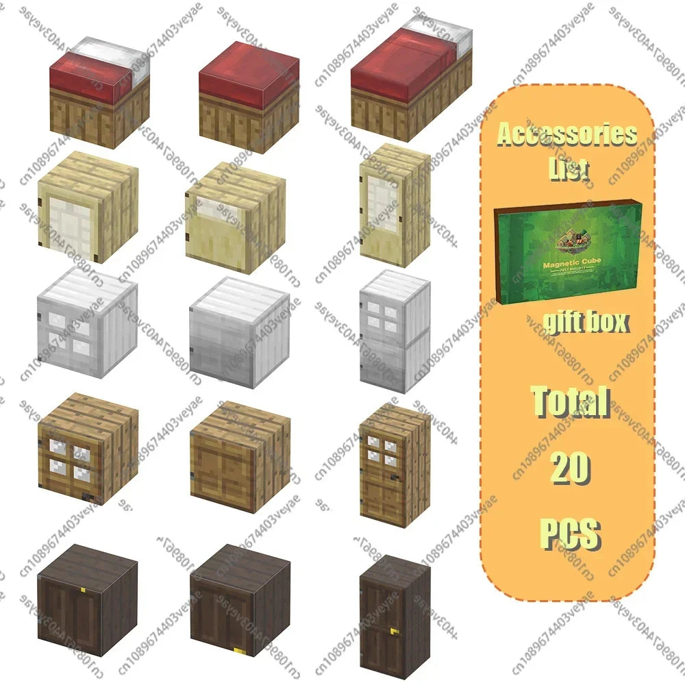 Magnetic Building Blocks Mine World Magnet Cube Set for Boy Girl Kid Age 3+ DIY Model Children Stem Montessori Sensory Toys Gift