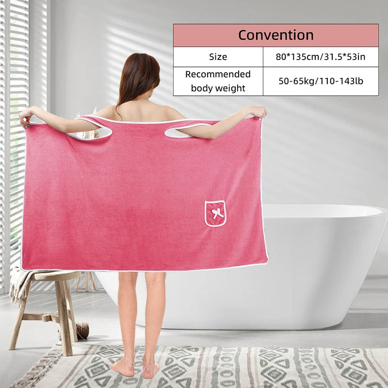 Womens Bath Towels Girls Wearable 135*80Cm Fast Drying Bathing Beach Spa Bathrobes Wash Clothing, Shower Bath And Gym Towel