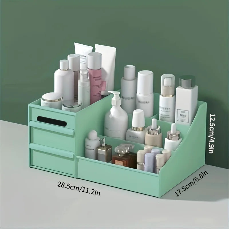 Makeup table with large capacity desktop storage, drawer rack, for versatile storage of skincare products and cosmetics