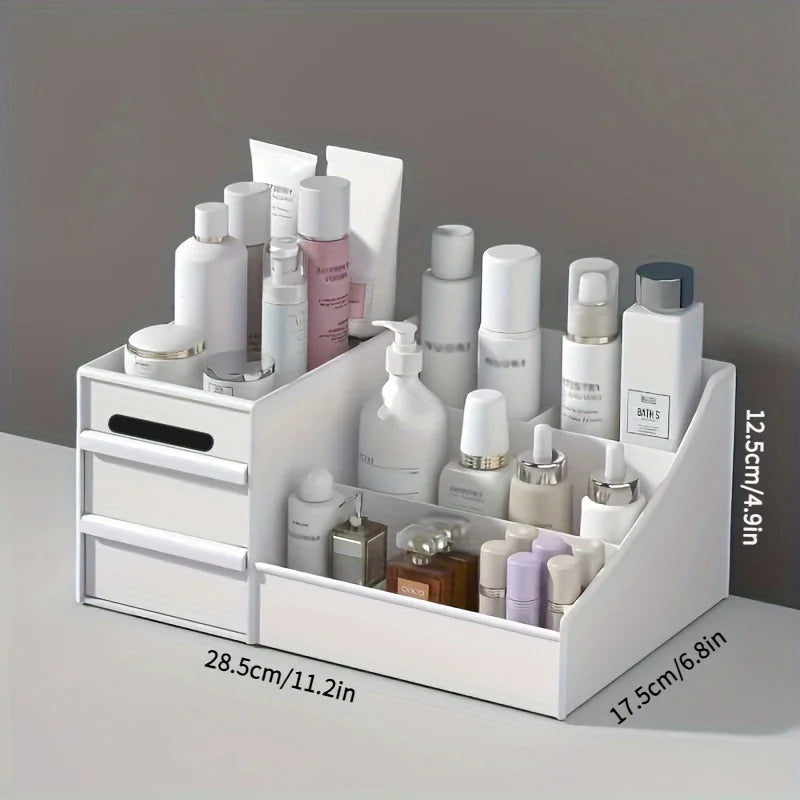 Makeup table with large capacity desktop storage, drawer rack, for versatile storage of skincare products and cosmetics