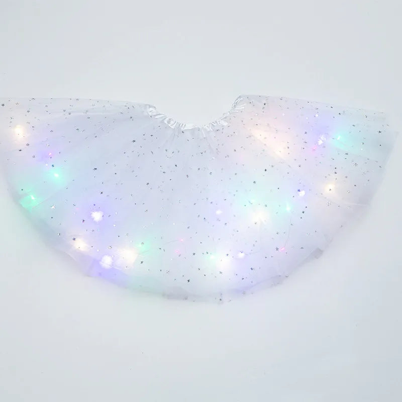 LED Glowing Light Kids Girls Princess Tutu Skirts Children Cloth Wedding Party Dancing Miniskirt Costume Cosplay Led Clothing