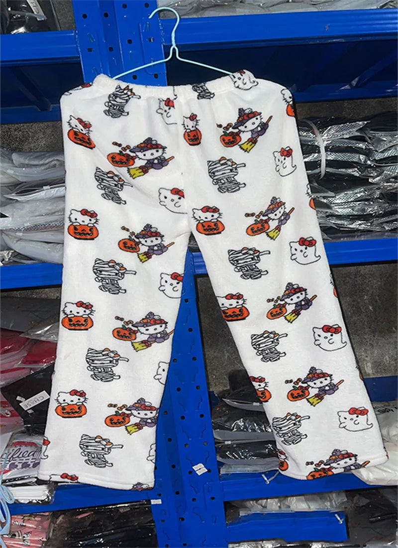 Y2K Hello Kitty Pajamas Pants Sanrio Anime Women&