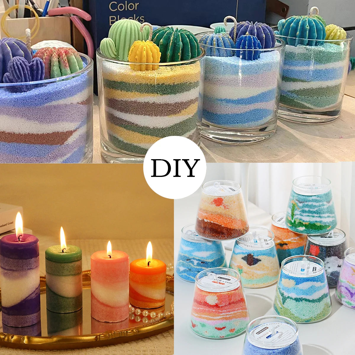 Colorful Sand Wax for DIY Candle Making – 50g Ice Flower & Pearl Wax