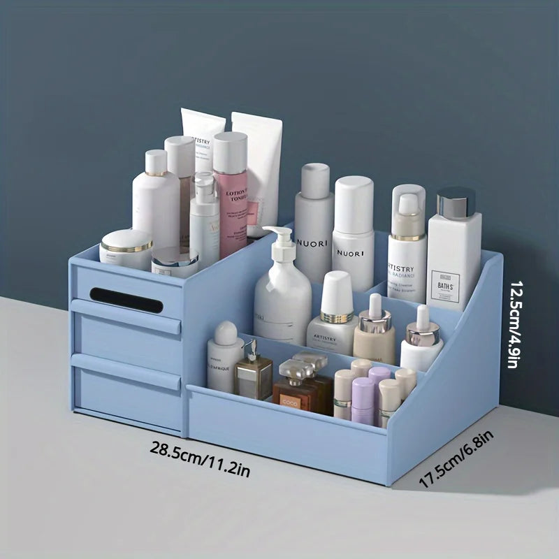 Makeup table with large capacity desktop storage, drawer rack, for versatile storage of skincare products and cosmetics