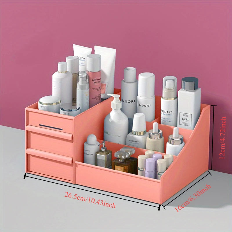 Makeup table with large capacity desktop storage, drawer rack, for versatile storage of skincare products and cosmetics
