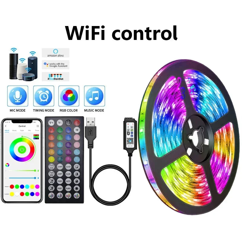RGB LED Strip Lights with APP Control – USB Powered 5050 Light Tape