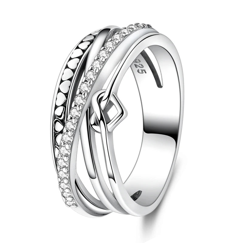 Rings For Women 925 Silver Sparkling Zircon Minimalist Geometric Star X Rings Romantic Wedding Engagement Valentine Jewelry Gift