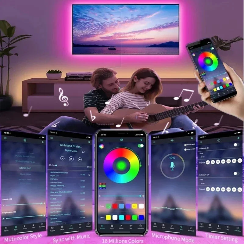 RGB LED Strip Lights with APP Control – USB Powered 5050 Light Tape