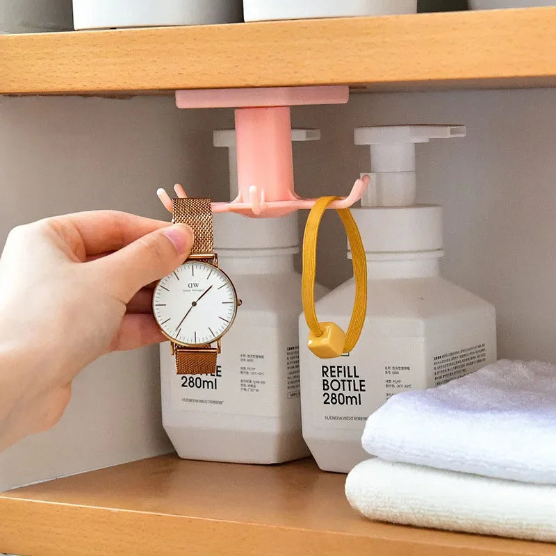Kitchen Hooks Rotating Storage Rack Without Punching Wall-Mounted Kitchenware Supplies Gods Multifunctional Shelves