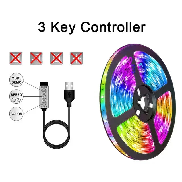 RGB LED Strip Lights with APP Control – USB Powered 5050 Light Tape