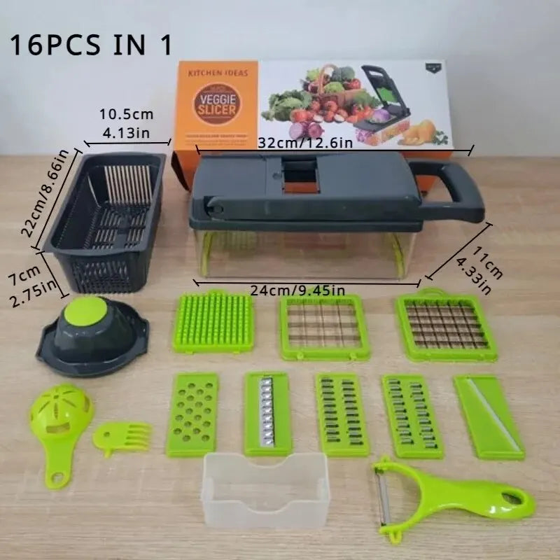 Multifunctional Vegetable Chopper Handle Food Grate Food Chopper Vegetable Slicer Dicer Cut 14/16 in 1 Kitchen Items Cocina