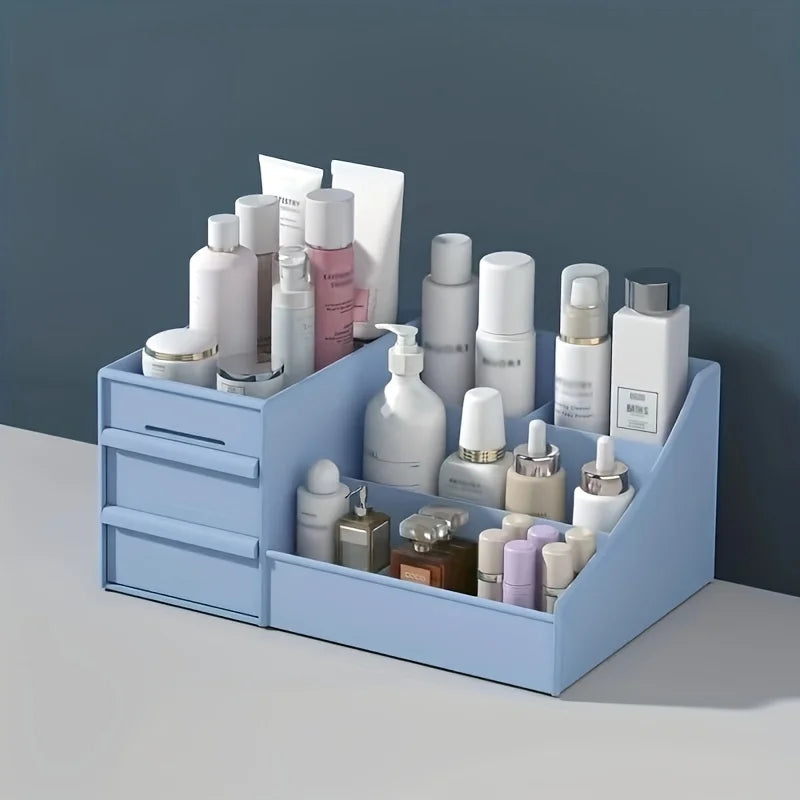 Makeup table with large capacity desktop storage, drawer rack, for versatile storage of skincare products and cosmetics