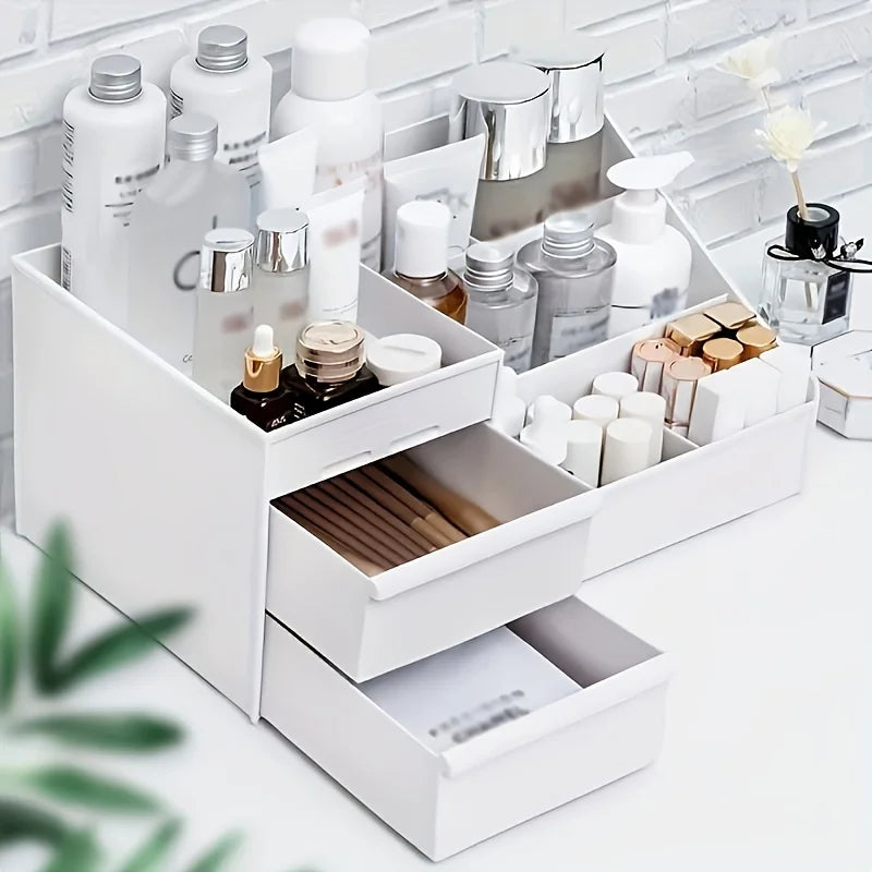 Makeup table with large capacity desktop storage, drawer rack, for versatile storage of skincare products and cosmetics