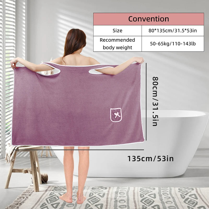 Womens Bath Towels Girls Wearable 135*80Cm Fast Drying Bathing Beach Spa Bathrobes Wash Clothing, Shower Bath And Gym Towel