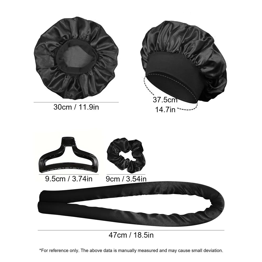4pcs in 1 Sponge Hair Curlers with 1 Clips & 2 Scrunchies - Soft Curling Rods for Long/Short Hair, DIY Styling Tools