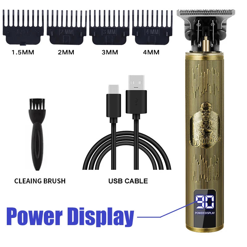 Vintage Hair Clipper USB Charging Hair Cutting Machine Electric Hair Trimmer Portable Shaver Professional Barber Boyfriend Gift
