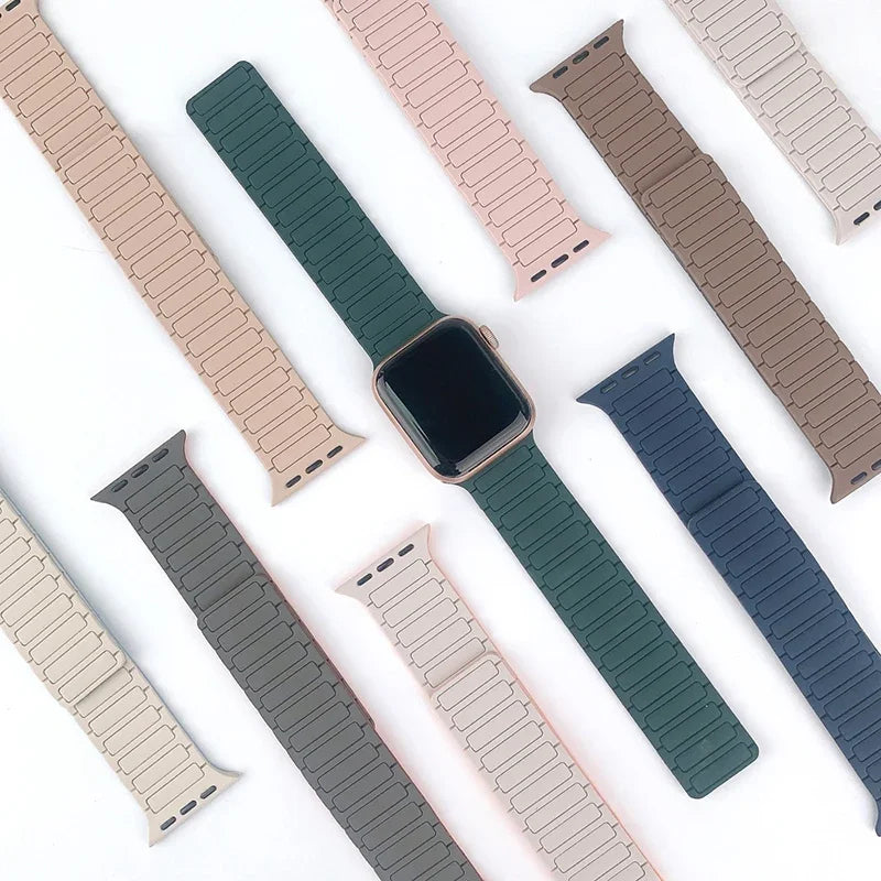 Magnetic Loop for Apple Watch Bands 44mm 40mm 49mm 45mm 41mm 38mm Silicone Bracelet iWatch Series 9 8 7 6 5 4 3 Se ultra 2 strap