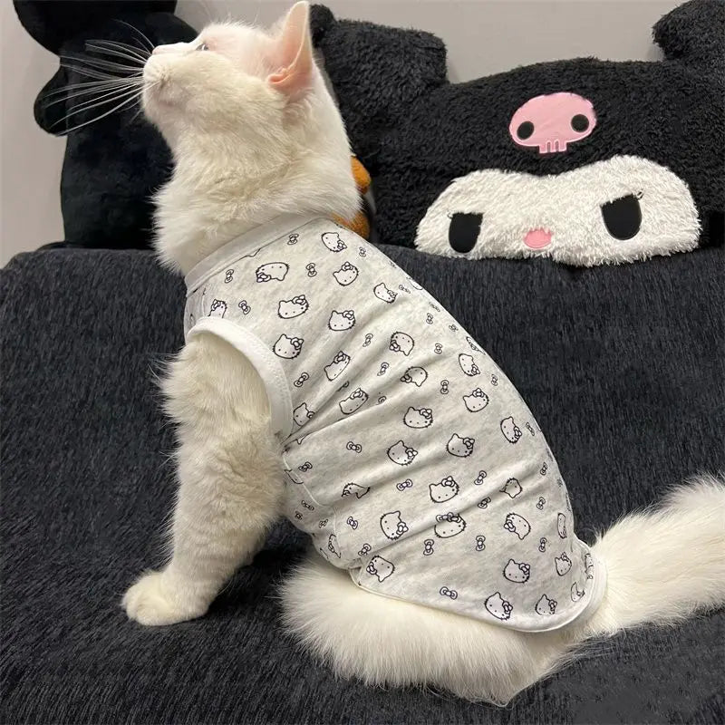 Kawaii Sanrio Flannel Pet Vest – Hello Kitty Cat & Small Dog Outfit