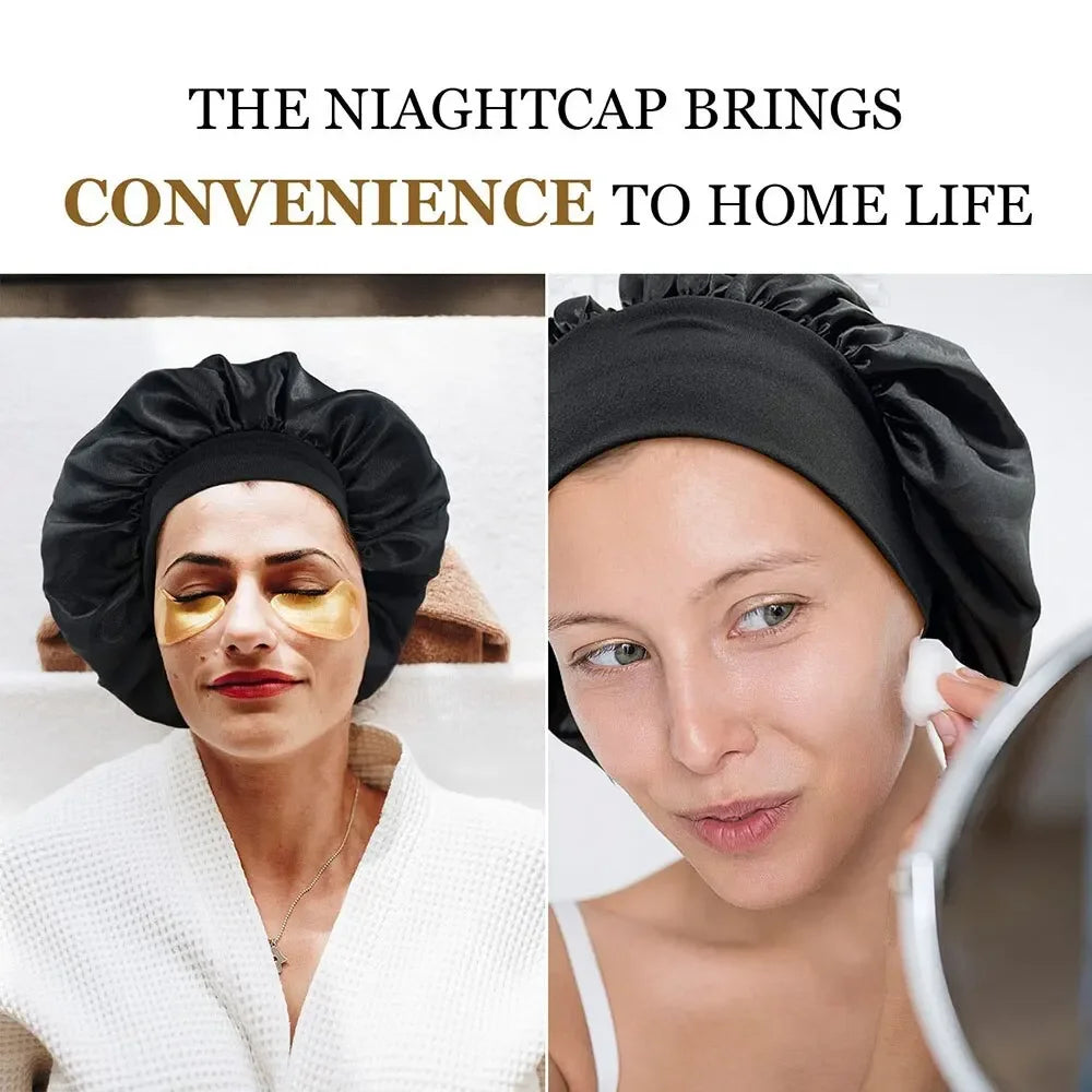 Newly Satin Night Hair Cap Women&
